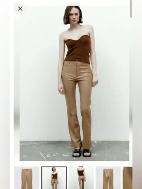 Zara High-Rise Faux Leather Pants M